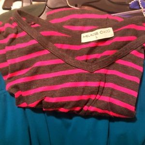 Melrose Chic Stripe V-neck shirt